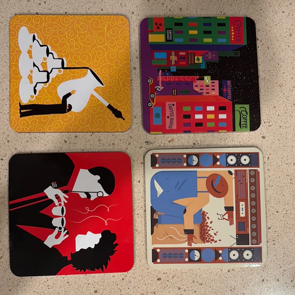 Red and Black Retro Game Coaster Set from Nespresso. Limited Edition